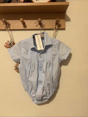 Jane and Jack Light Blue Baby Romper Shirt